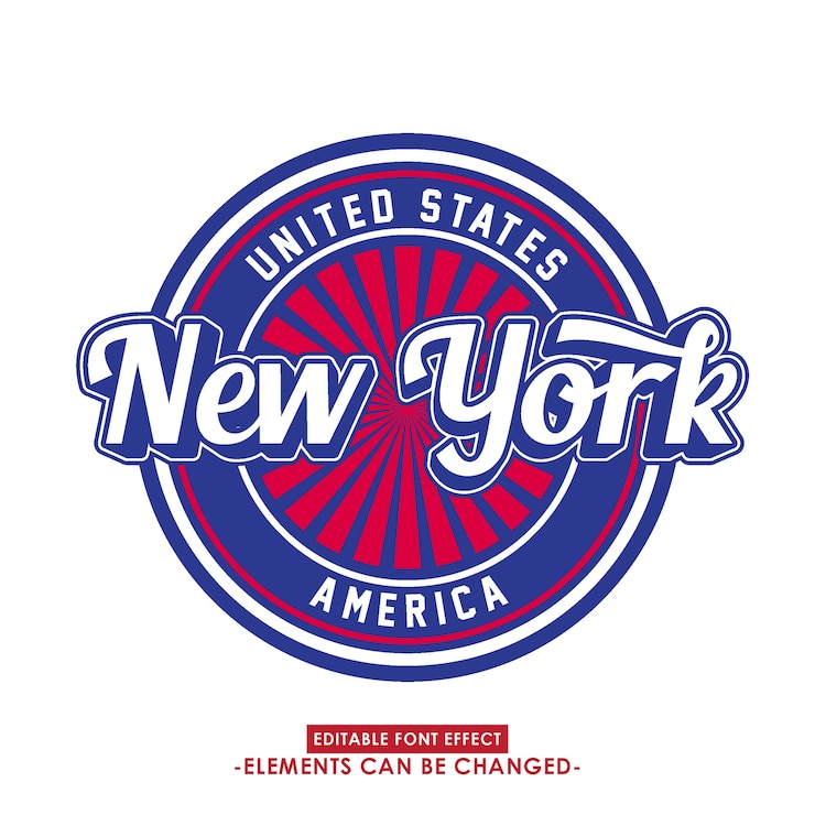 Vektor new york font-effekt und abzeichen mit retro-stil