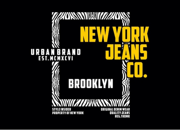 New york jeans typografie design t-shirt bereit zum drucken von premium-vektoren