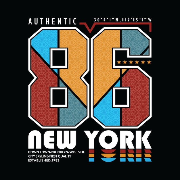 New york schriftzug typografie grafikdesign für druckt-shirt illustrationsvektor