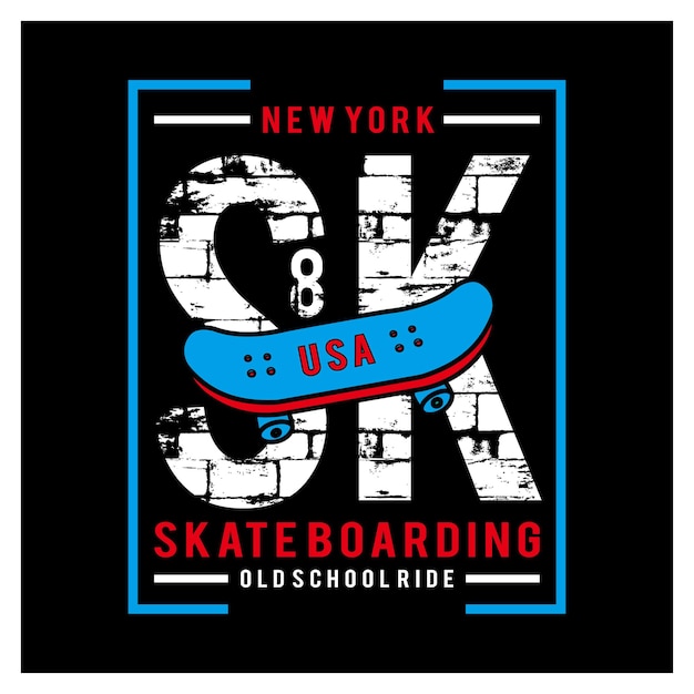 Vektor new york skateboard typografie design t-shirt vektor