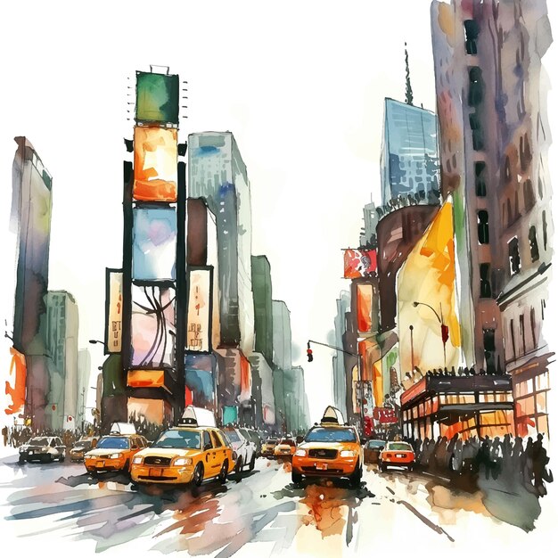 Vektor new yorker aquarellmalerei illustration