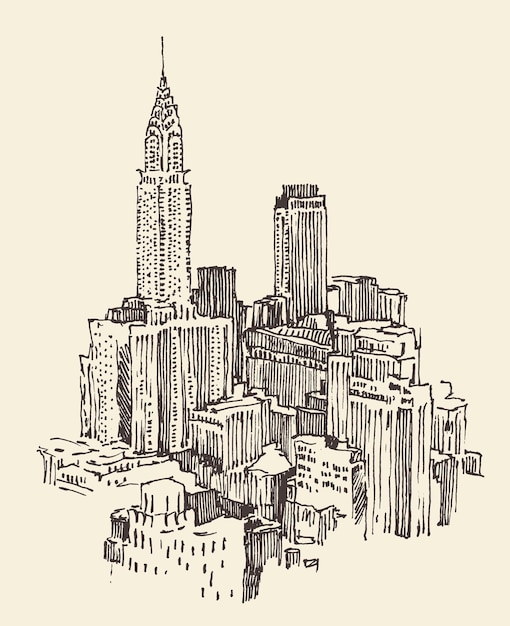 New yorker gravurvektorillustration