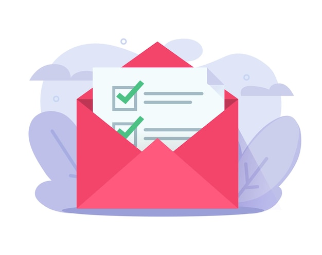 Newsletter-E-Mail-Bestätigungs-Icon-Checkliste oder Mitgliedschafts-Mail-Abo-Kampagnenbrief flach