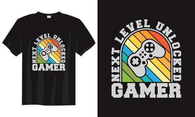 Vektor next level unlockedvintage typografie gaming t-shirt design illustration