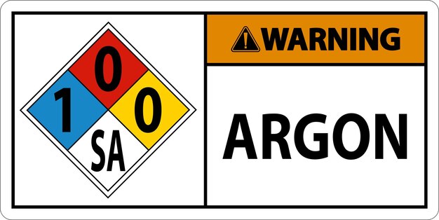 NFPA Warnung Argon 100SA Zeichen auf weißem Hintergrund