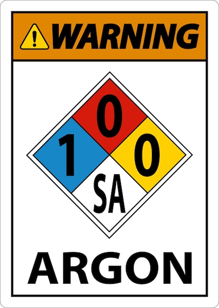 NFPA Warnung Argon 100SA Zeichen auf weißem Hintergrund