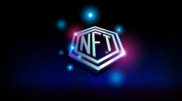 Vektor nft-hintergrund im retro-stil mit kopierraum. banner nicht fungibler token.