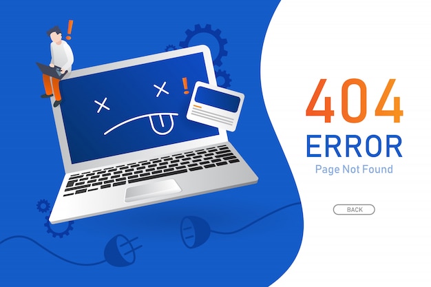 Vektor nicht gefundener vektor der fehlerseite 404 mit computer- oder notizbuchgrafikdesignschablone für website