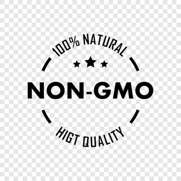 Nicht-gvo-aufkleber-emblem oder -etikett naturnahrungsmittel bio-produkt vektor-ikon gmo-frei