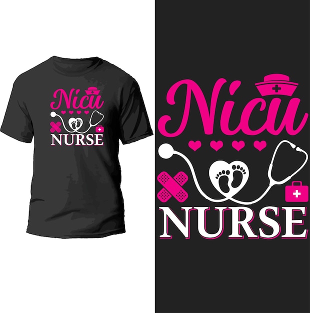 Vektor nicu-krankenschwester-t-shirt-design