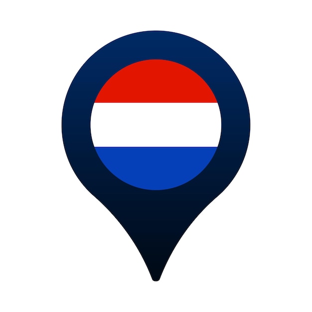 Niederlande flagge und kartenzeiger-symbol. nationalflagge standort symbol vektor-design, gps-locator-pin. vektor-illustration