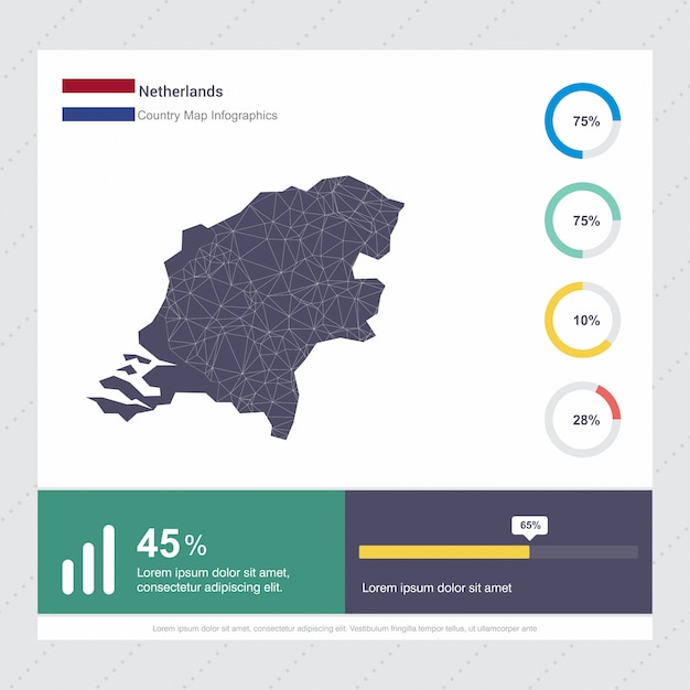 Niederlande karte & flagge infografik vorlage