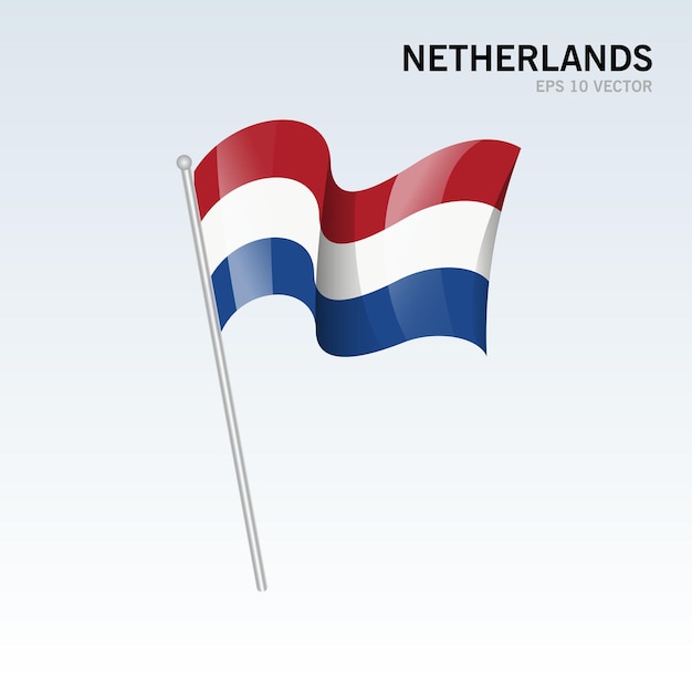 Niederlande wehende flagge isoliert auf grau