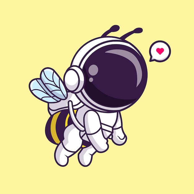 Niedlich, Astronaut, Biene, Fliegen, Karikatur, Vektor, Symbol, Illustration. Wissenschaft, Tier, Symbol, Begriff, Isolated