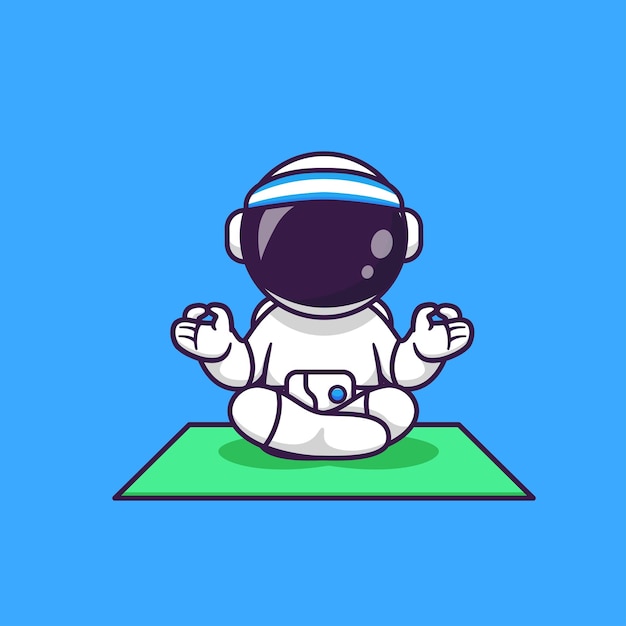 Vektor niedlich, astronaut, meditation, yoga, karikatur, vektor, symbol, abbildung, wissenschaft, sport, symbol, konzept, isoliert