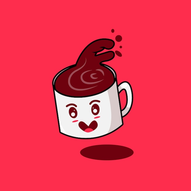 Niedlich, glücklich, kaffeetasse, karikatur, vektor, symbol, illustration