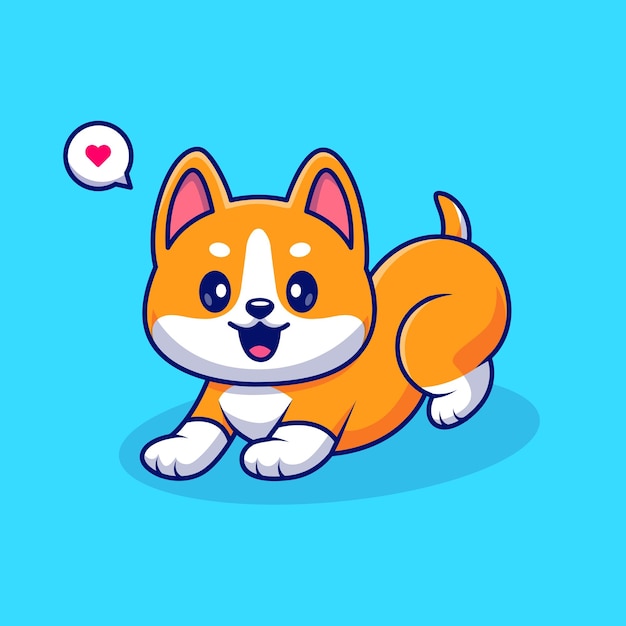 Niedlich, Shiba Inu, Hund, Stretching, Karikatur, Vektor, Symbol, Illustration. Tierisches Naturikonenkonzept lokalisiert