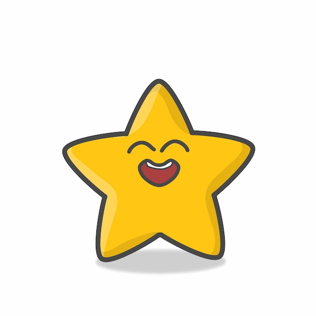 Niedlich, Stern, Zeichen, Maskottchen, Flache, Karikatur, Emoticon, Vektor, Design, Illustration