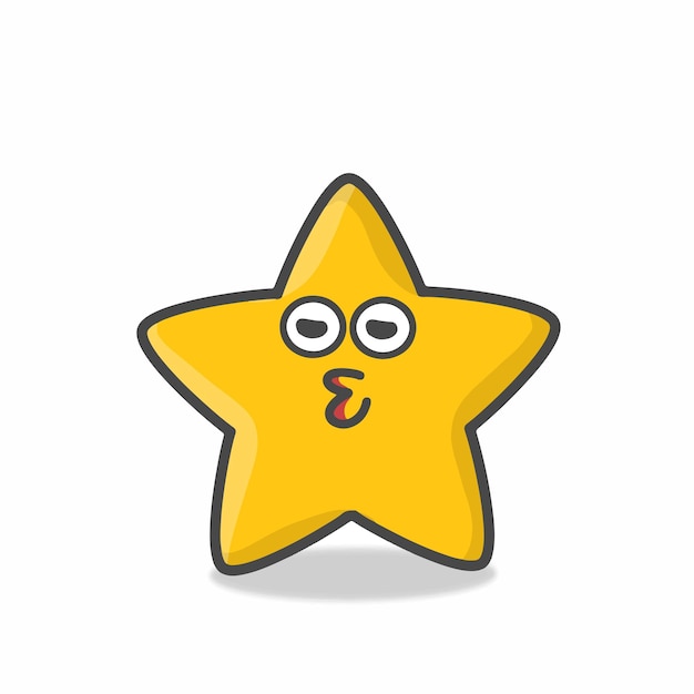 Niedlich, Stern, Zeichen, Maskottchen, Flache, Karikatur, Emoticon, Vektor, Design, Illustration