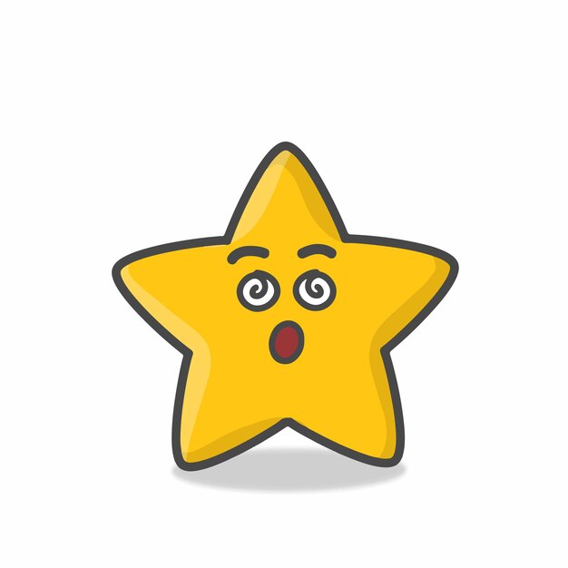 Niedlich, Stern, Zeichen, Maskottchen, Flache, Karikatur, Emoticon, Vektor, Design, Illustration