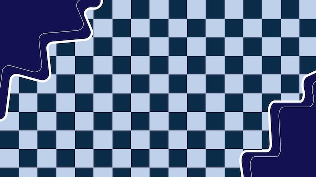 Niedliche ästhetische blaue schachbrett-gingham-plaid-schachmuster-rahmen-hintergrundillustration
