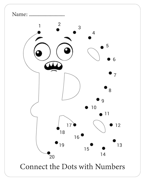 Niedliche Alphabet-Punkt-zu-Punkt-Verbindungs-Malvorlagen für Kinder. Aktivitätsbuch-Alphabet für Kinder