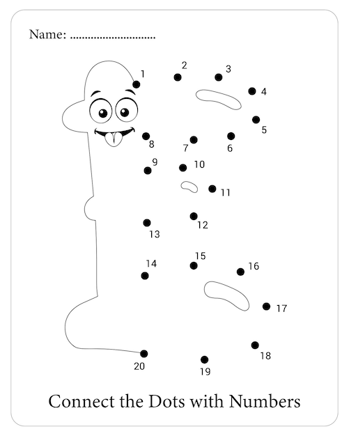 Niedliche Alphabet-Punkt-zu-Punkt-Verbindungs-Malvorlagen für Kinder. Aktivitätsbuch-Alphabet für Kinder