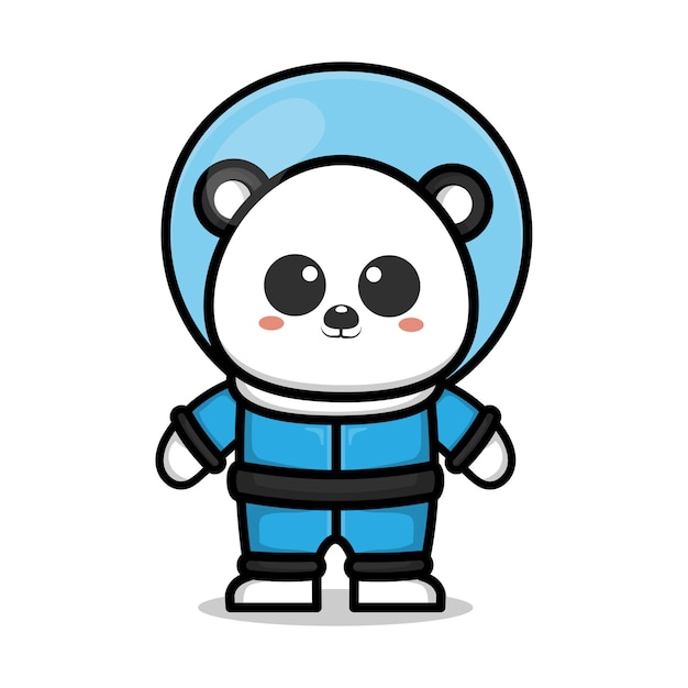 Niedliche astronautenpanda-cartoon-tierraumkonzeptillustration