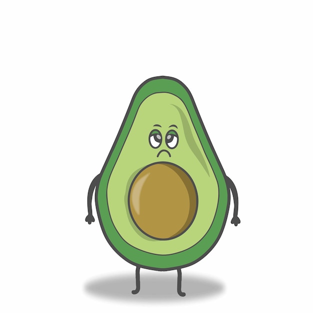 Niedliche avocado-charaktervektorschablonen-designillustration