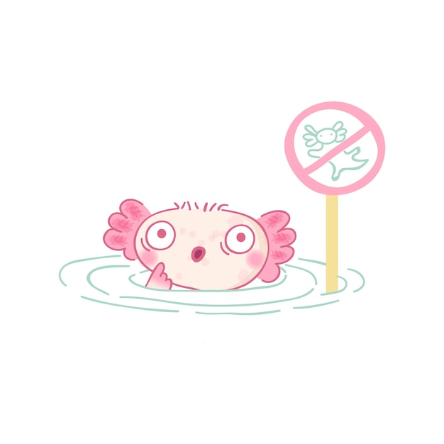 Niedliche axolotl-maskottchen-cartoon-vektorillustration