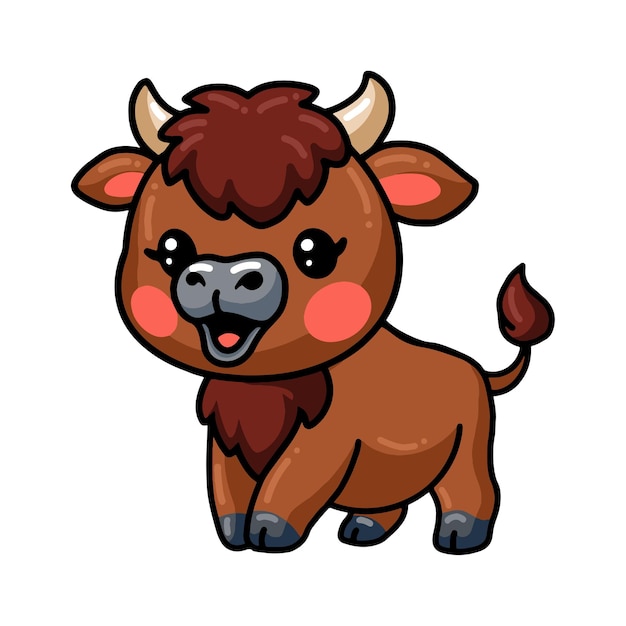 Niedliche Baby-Bison-Cartoon-Pose