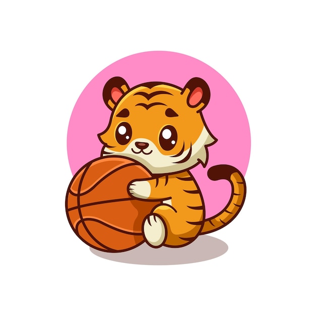 Niedliche baby-tiger-charakter-logo-design-vorlage