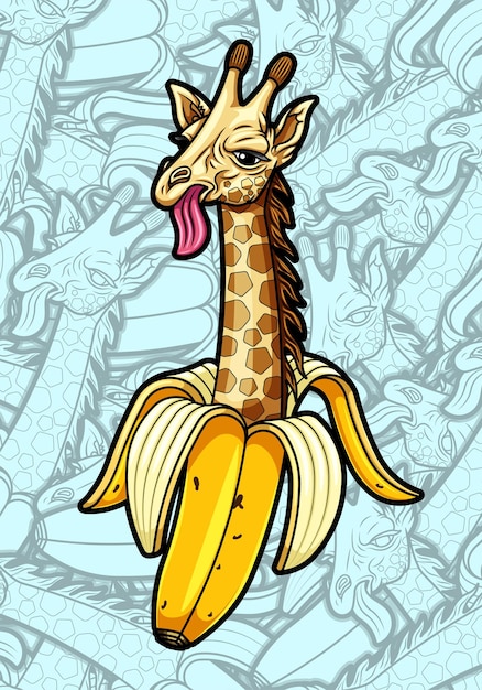 Niedliche bananengiraffenillustration