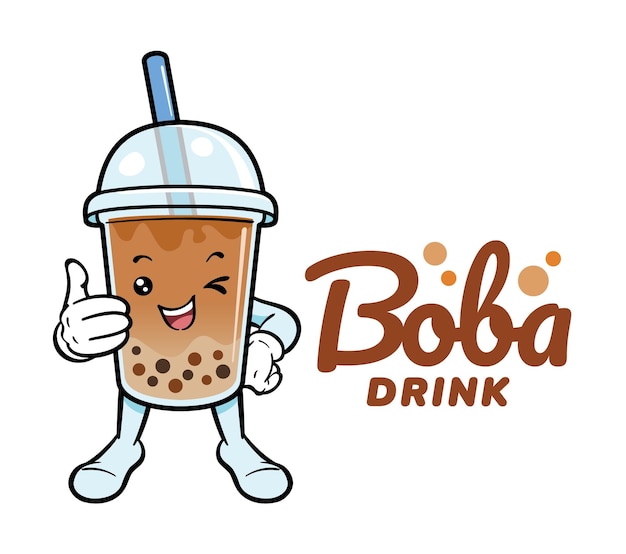 Niedliche boba-tee-cartoon-figur