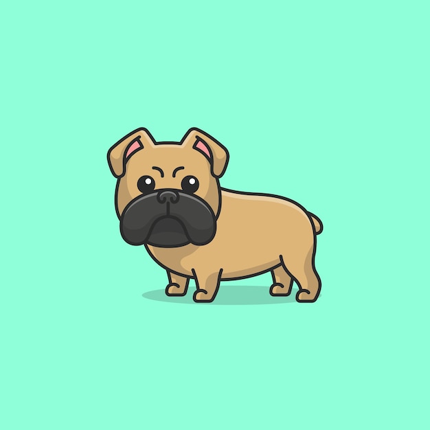 Niedliche bulldogge einfache cartoon-vektor-illustration hunderassen naturkonzept-symbol isoliert