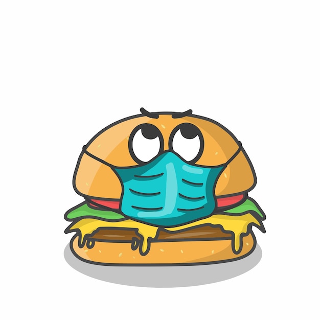 Vektor niedliche burger-charaktervektorschablonen-designillustration