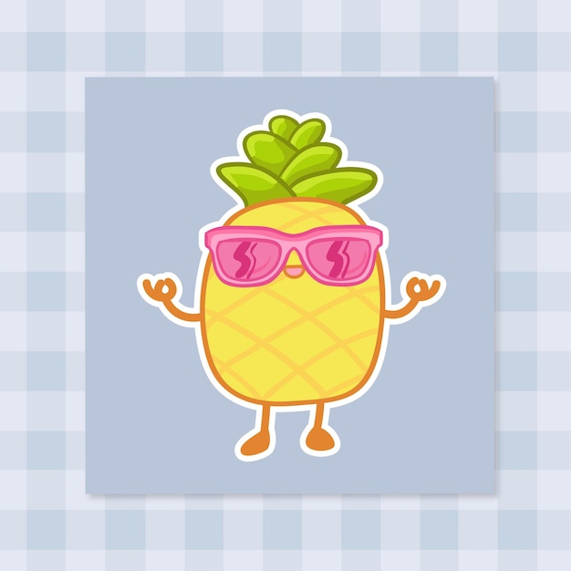 Vektor niedliche cartoon-ananas-hand gezeichnetes kawaii-gekritzel-illustrations-design 11