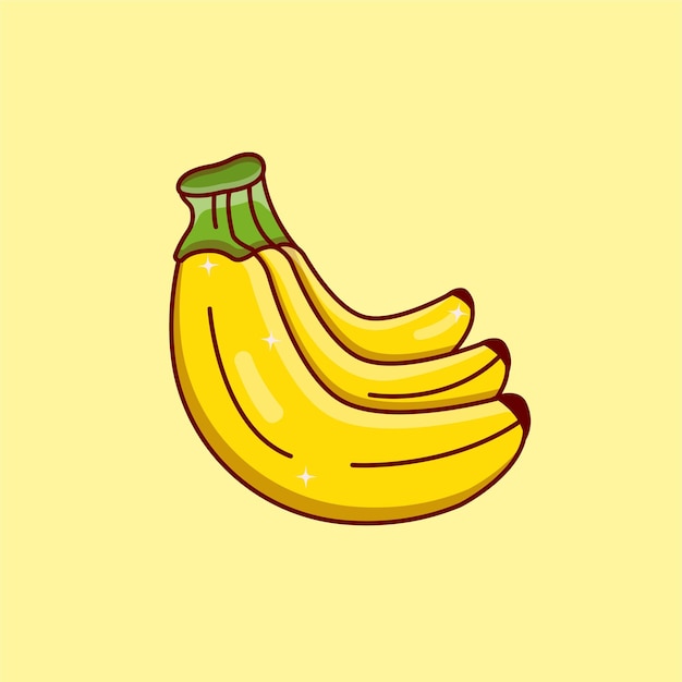 Niedliche cartoon-bananen in vektorgrafiken isolierter lebensmittelvektor flacher cartoon-stil