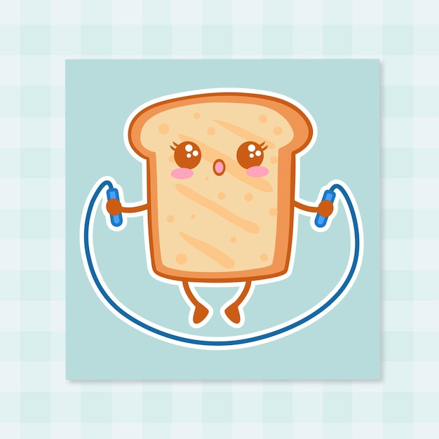 Vektor niedliche cartoon-brot-hand gezeichnete kawaii-gekritzel-illustrations-designs