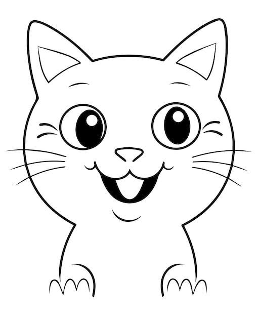 Niedliche Cartoon-Katzen-Vektorillustration. Katzen-Malseite für Kinder. Katzen-Maskottchen-Design. Katzen-Logo
