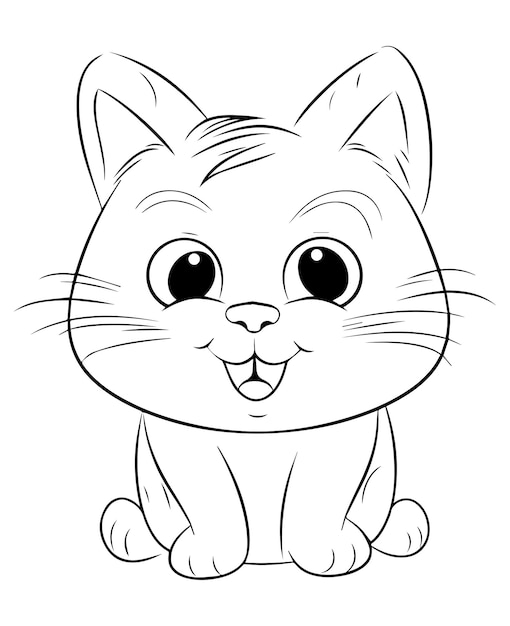 Niedliche cartoon-katzen-vektorillustration. katzen-malseite für kinder. katzen-maskottchen-design. katzen-logo