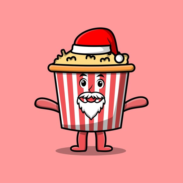 Niedliche Cartoon-Maskottchen-Figur Popcorn-Weihnachtsmann-Charakter-Weihnachtsillustration