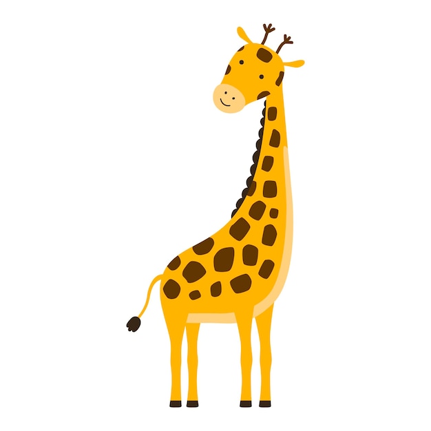 Niedliche Cartoon-trendige Design-Giraffe afrikanische Tier- und Tierwelt Vektor-Illustrationssymbol