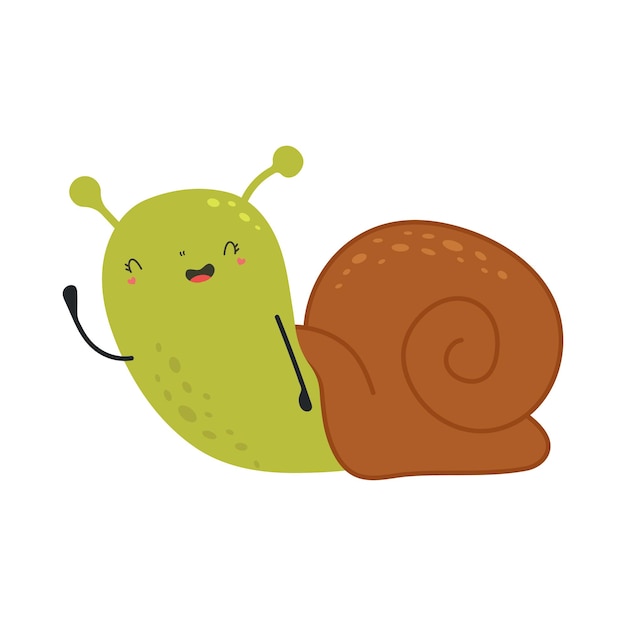 Vektor niedliche clipart-schnecke-illustration im cartoon-stil.