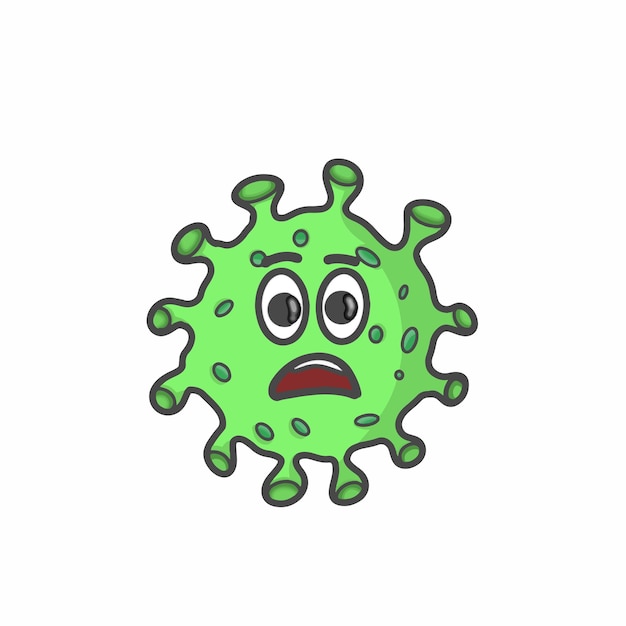 Niedliche corona-virus-charakter-flache cartoon-vektor-schablonen-design-illustration