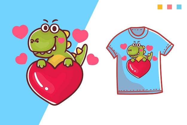 Niedliche dino liebe t-shirt vorlage design