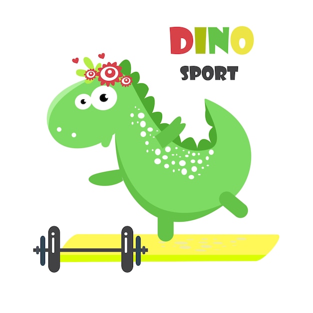 Niedliche dinosaurier-liebessport-yoga-vektorillustration