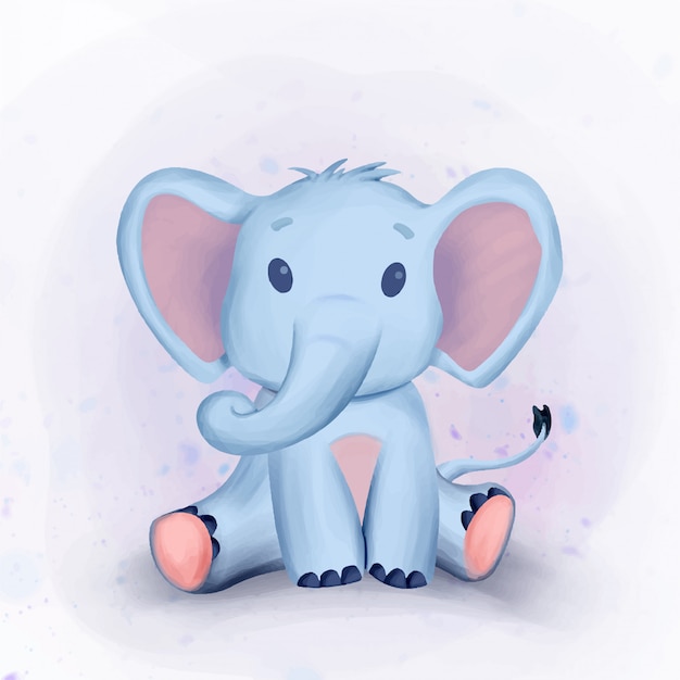 Niedliche Elefant-Babyparty-Aquarell-Illustration