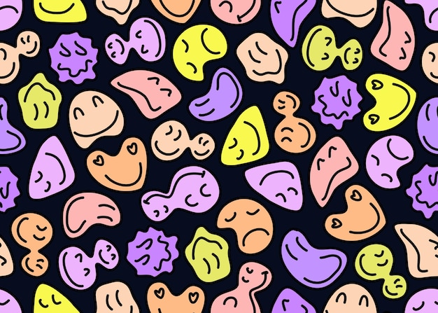 Niedliche Emoji-Designs. Nahtloses Muster. Emoticon-Hintergrund