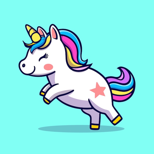 Niedliche Fantasy-Einhorn-Springstil-Vektorillustration